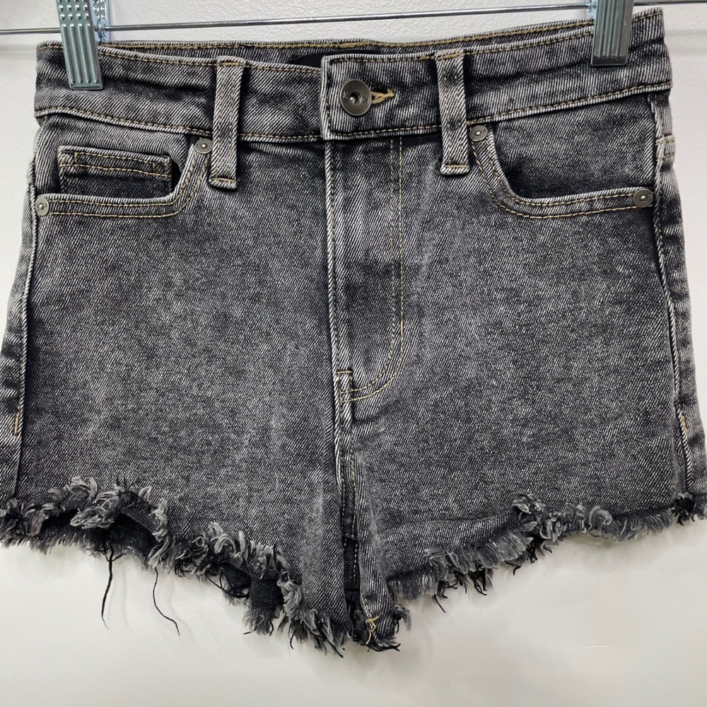 Kendall + Kylie The Drifter High Rise Acid Wash Black Denim Shorts 0/24 Cowgirl - Picture 3 of 12